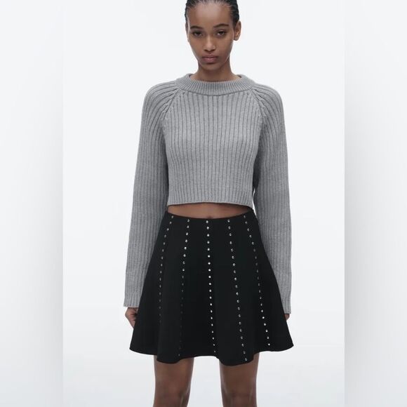 ZARA STUDDED MINI SKIRT - Picture 1 of 3